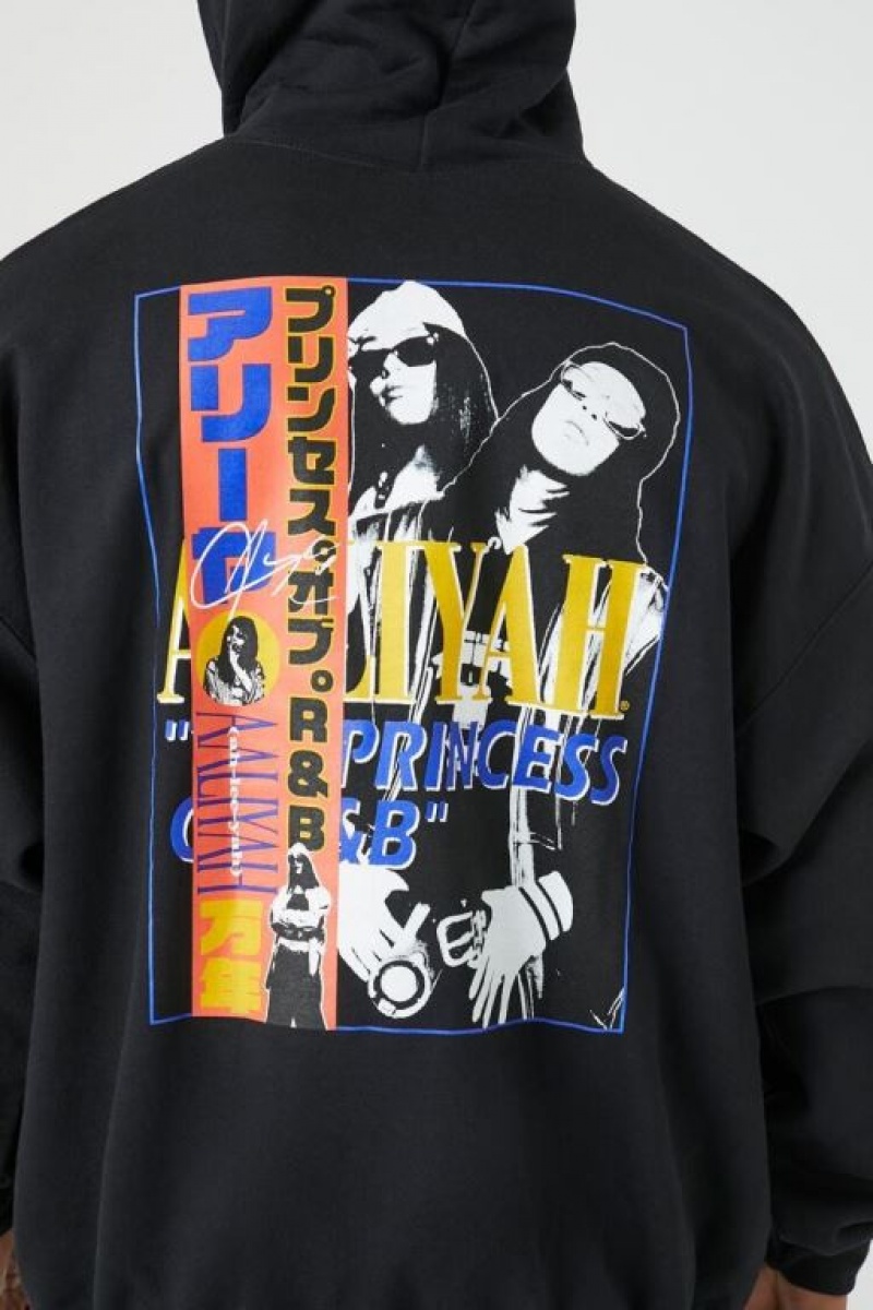 Sudaderas Forever 21 Aaliyah Estampadas Hombre Negras Multicolor | QIpaM9bDhPl