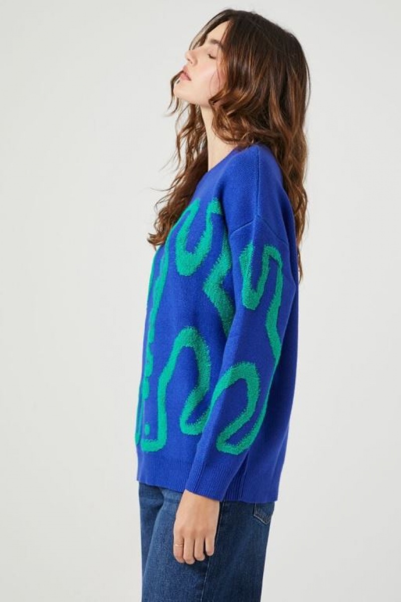 Sudaderas Forever 21 Abstract Dinosaur Mujer Azules Multicolor | pe2GniwLpAg