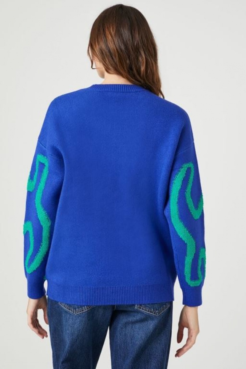 Sudaderas Forever 21 Abstract Dinosaur Mujer Azules Multicolor | pe2GniwLpAg