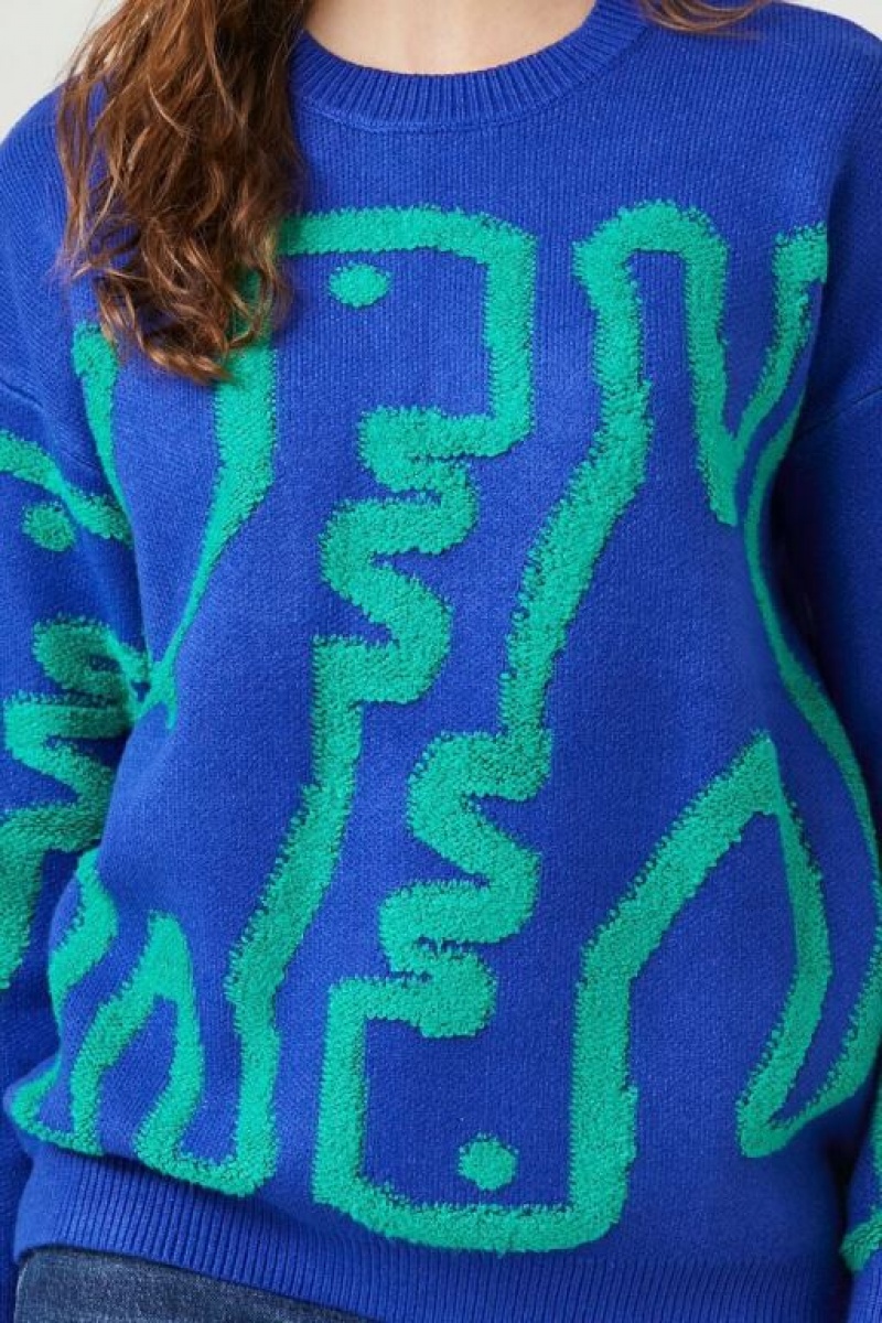 Sudaderas Forever 21 Abstract Dinosaur Mujer Azules Multicolor | pe2GniwLpAg