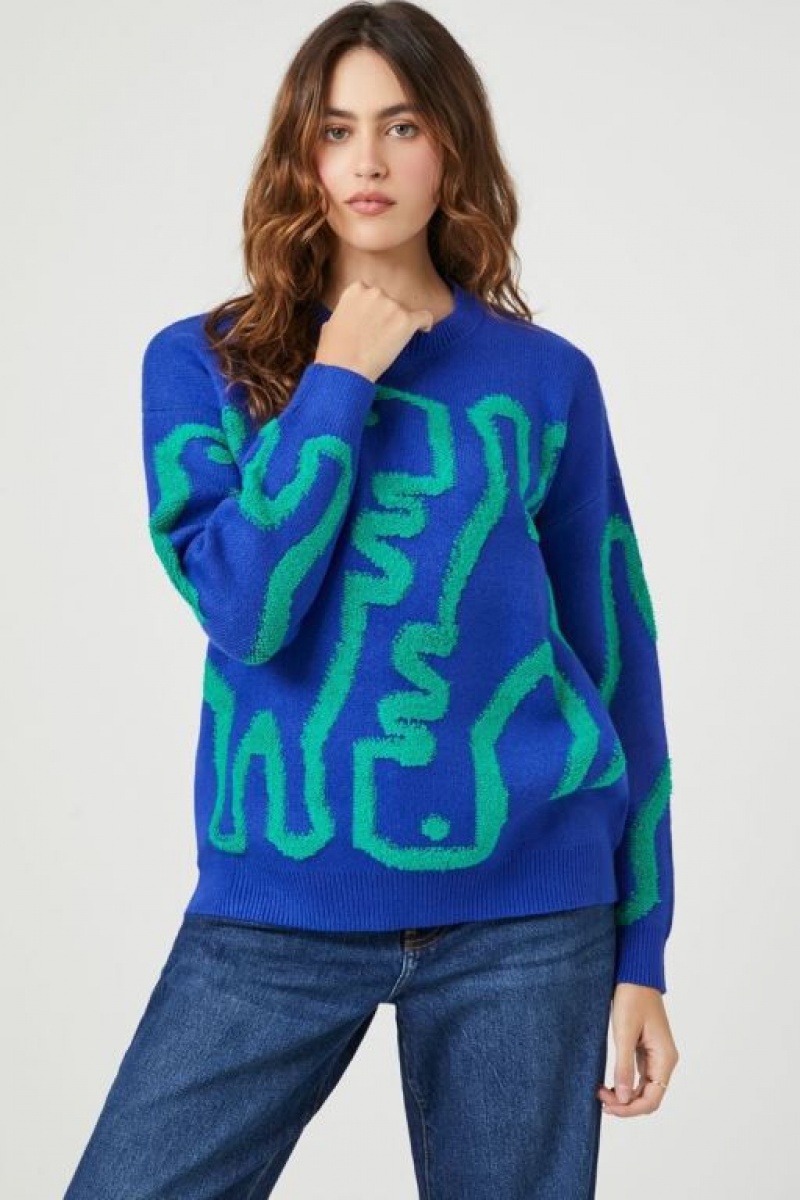 Sudaderas Forever 21 Abstract Dinosaur Mujer Azules Multicolor | pe2GniwLpAg