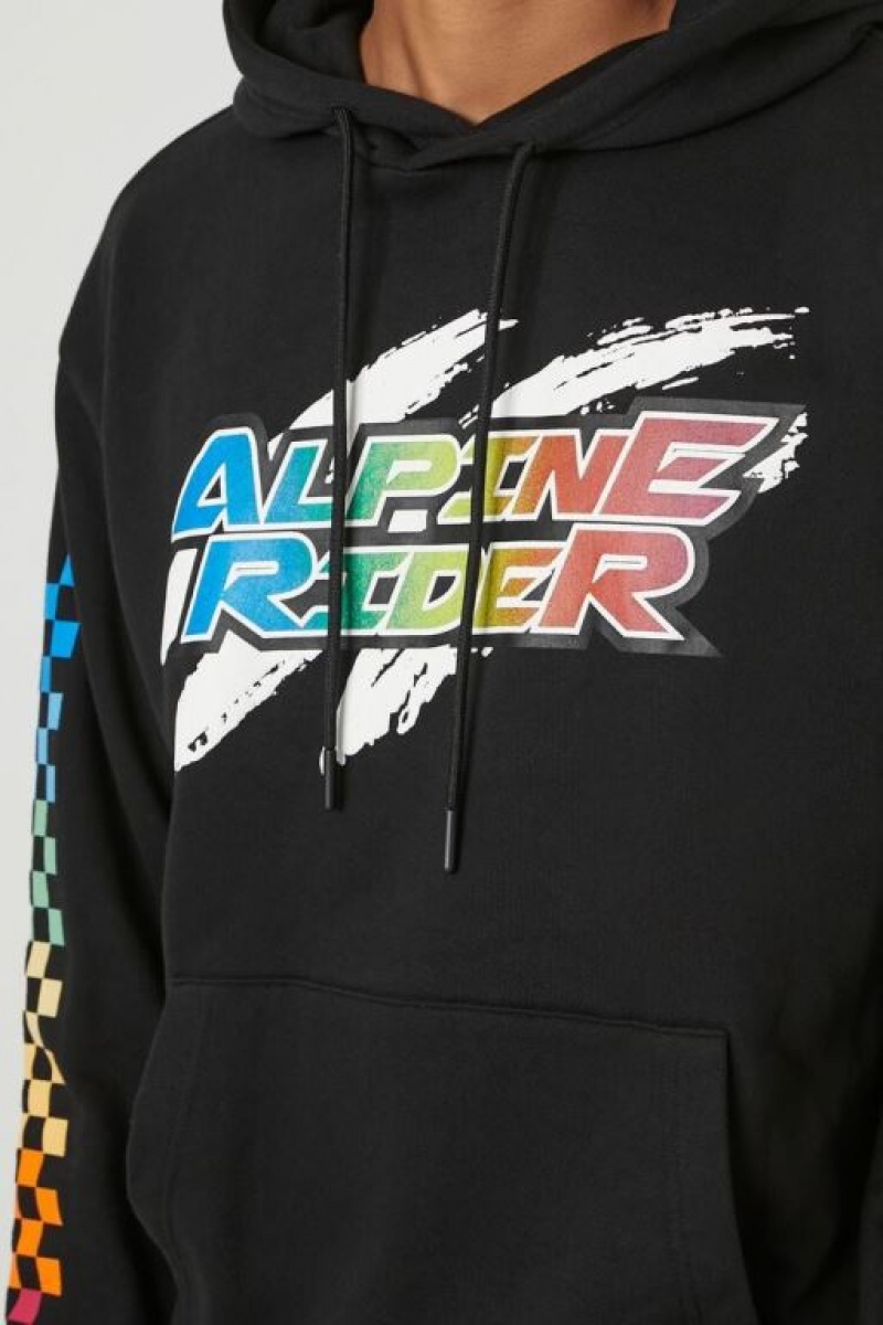 Sudaderas Forever 21 Alpine Rider Estampadas Hombre Negras Multicolor | y6wgi5gBuKw