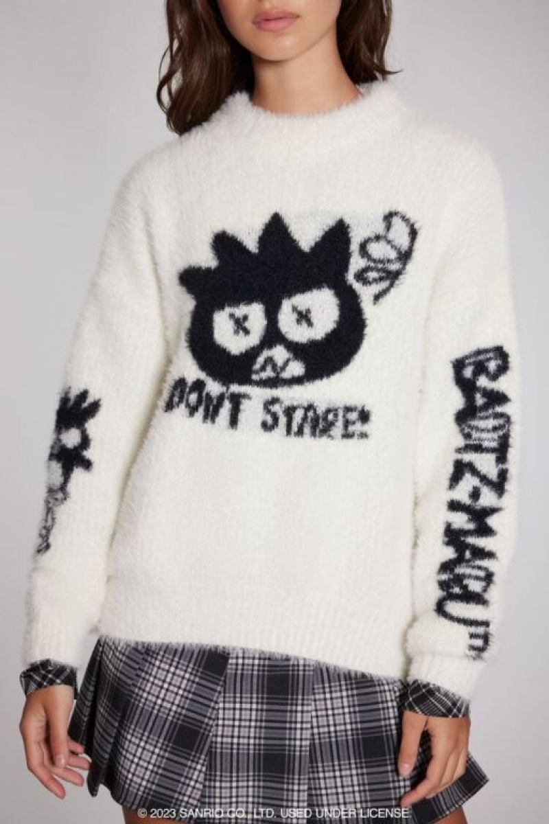 Sudaderas Forever 21 Badtz Maru Fuzzy Knit Mujer Creme Negras | 4dw9Tvr0Yju