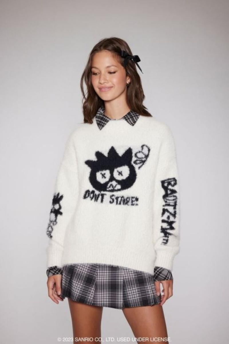 Sudaderas Forever 21 Badtz Maru Fuzzy Knit Mujer Creme Negras | 4dw9Tvr0Yju