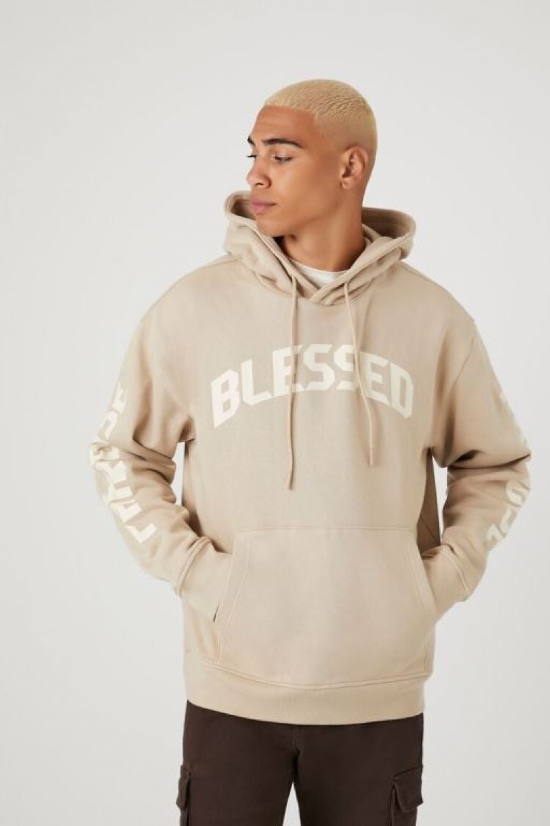 Sudaderas Forever 21 Blessed Paradise Estampadas Hombre Gris Marrones Creme | lJzva2Sh3Pn