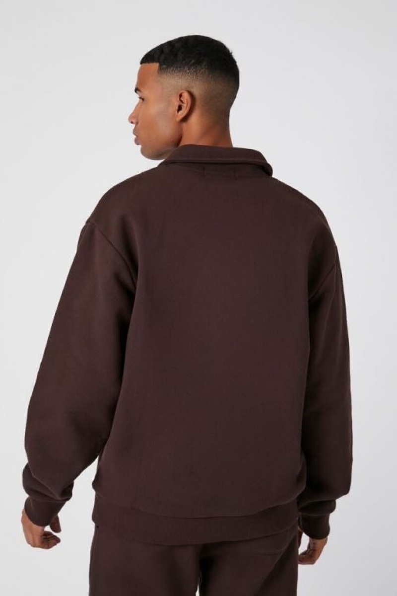 Sudaderas Forever 21 Collared Split Neck Hombre Cocoa | 2CETrhKVear