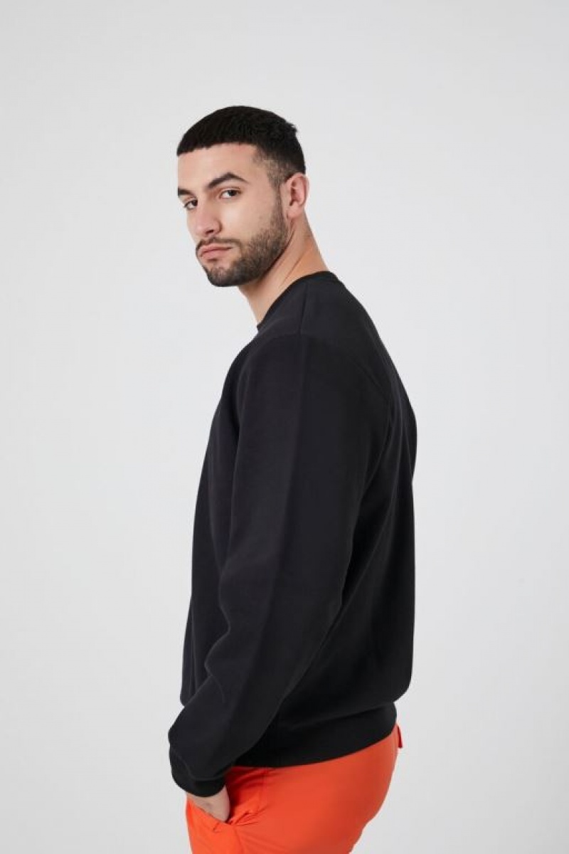 Sudaderas Forever 21 Cotton Blend Crew Hombre Negras | BBKrYwegZaP