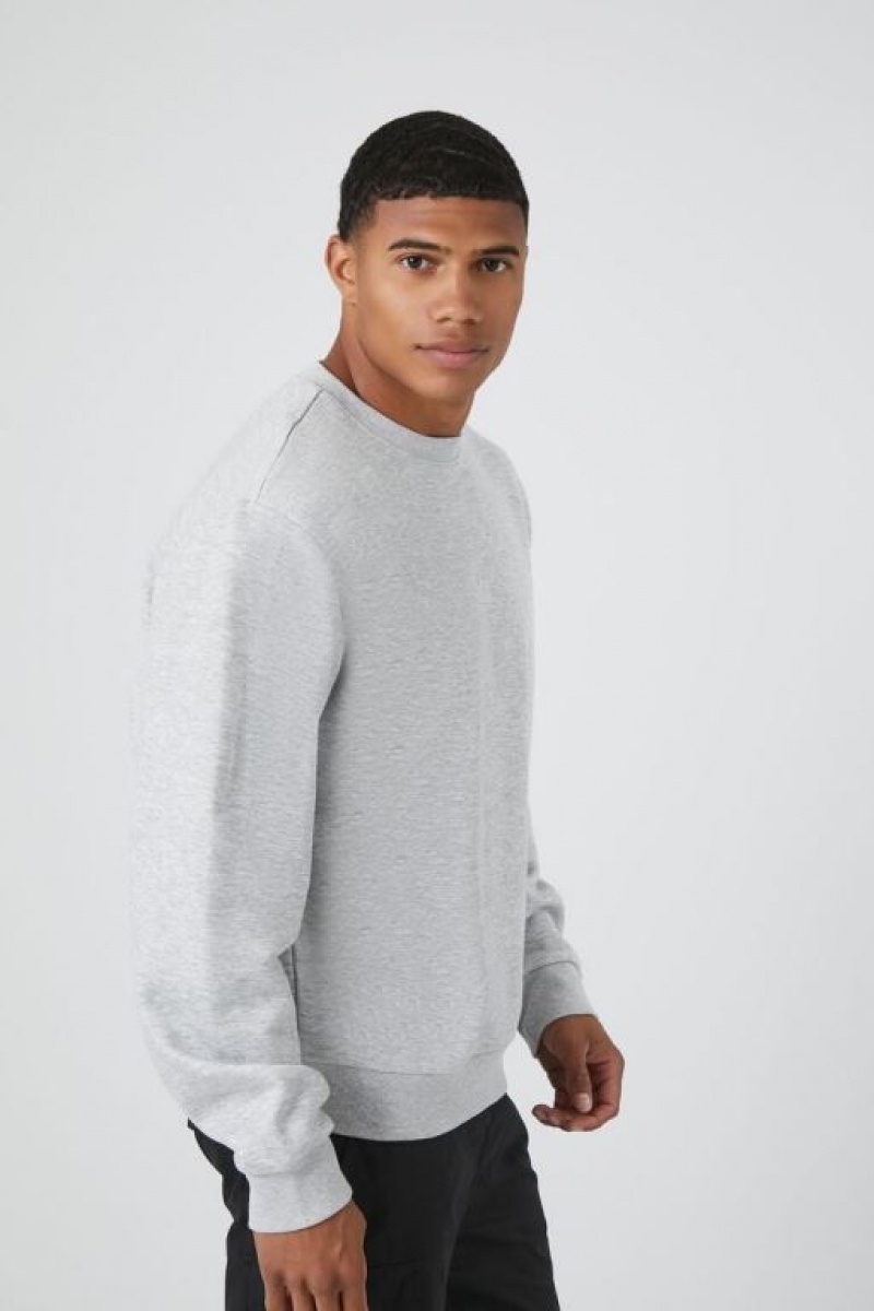 Sudaderas Forever 21 Cotton Blend Crew Neck Hombre Gris | yLbNQl2ilAT