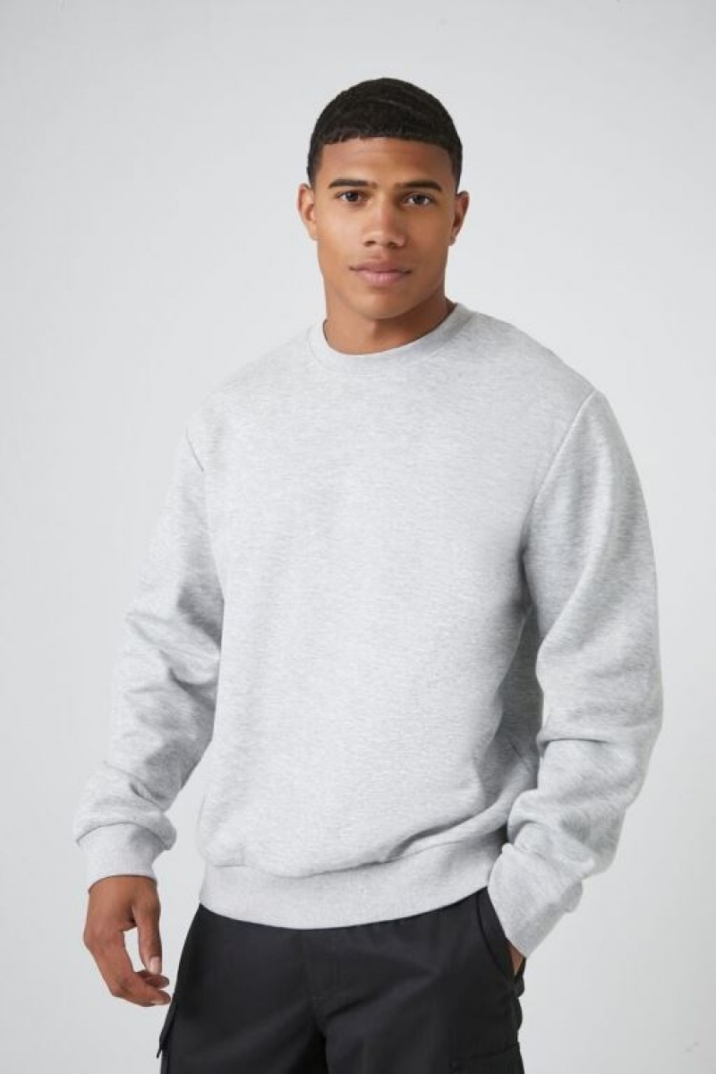 Sudaderas Forever 21 Cotton Blend Crew Neck Hombre Gris | yLbNQl2ilAT