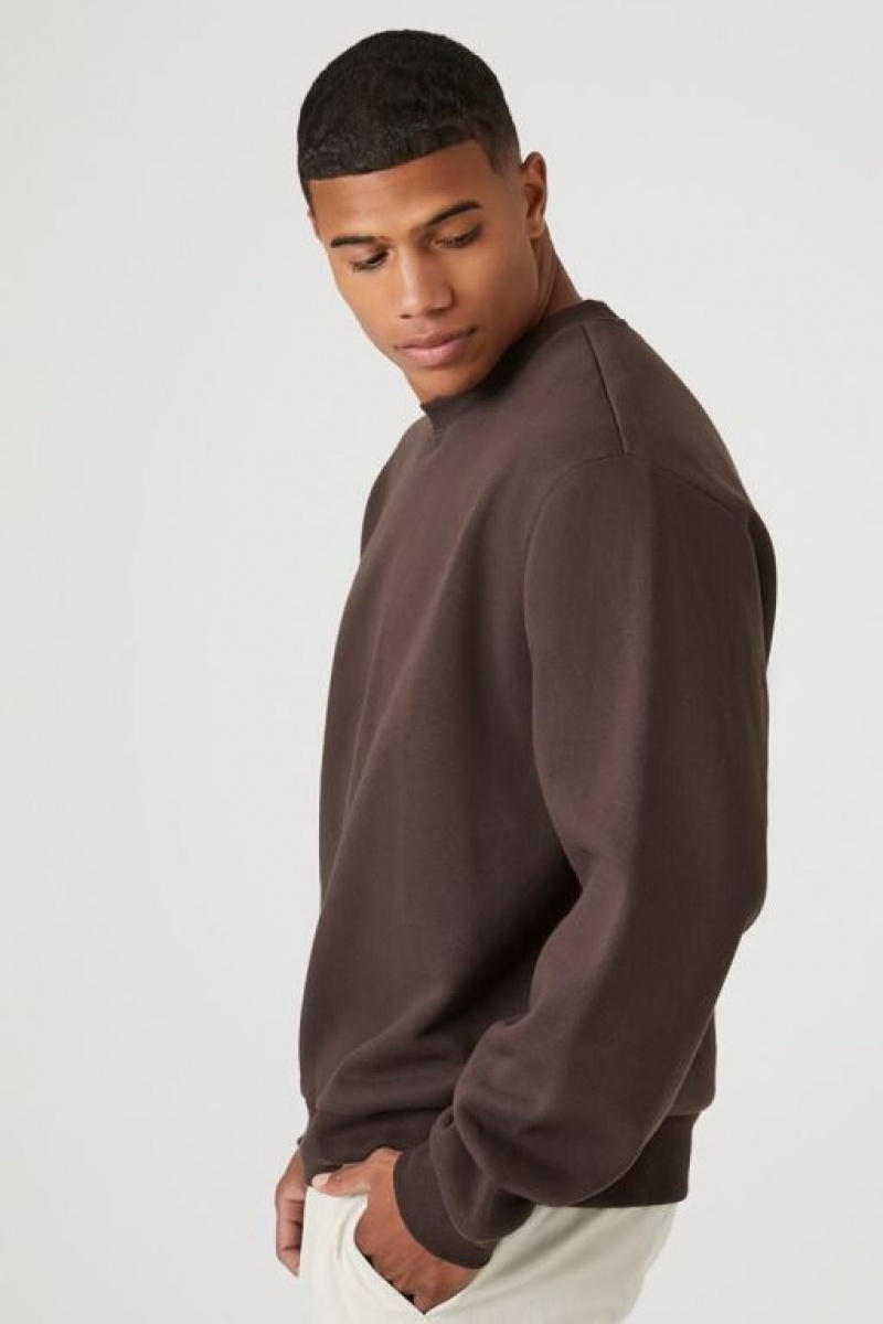 Sudaderas Forever 21 Crew Neck Hombre Cocoa | ZEvUeJTSRYn