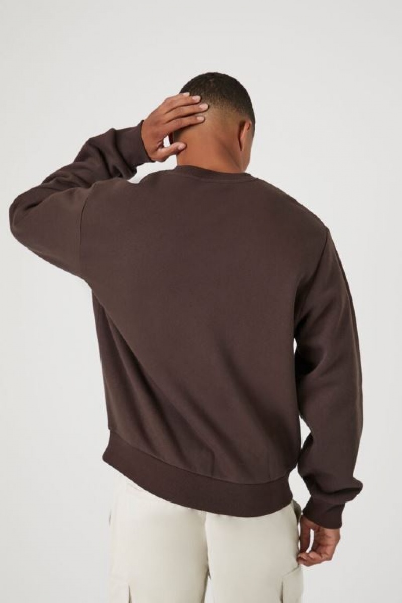 Sudaderas Forever 21 Crew Neck Hombre Cocoa | ZEvUeJTSRYn