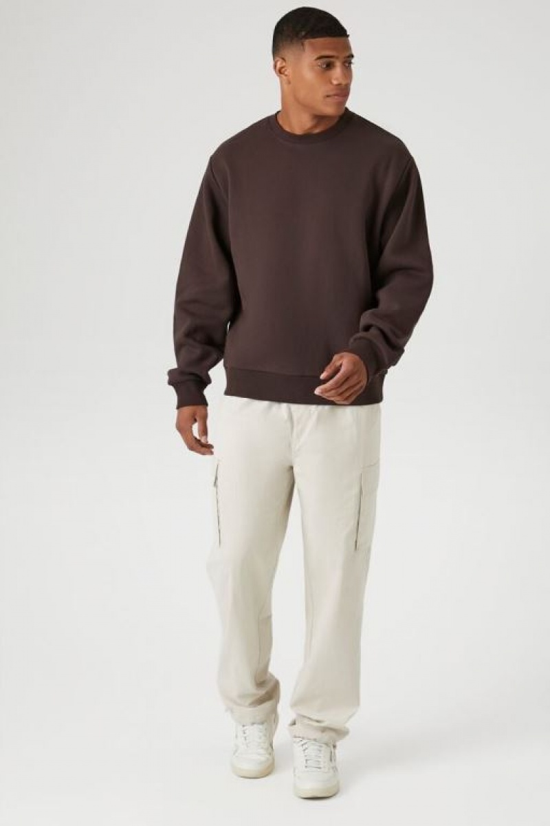 Sudaderas Forever 21 Crew Neck Hombre Cocoa | ZEvUeJTSRYn