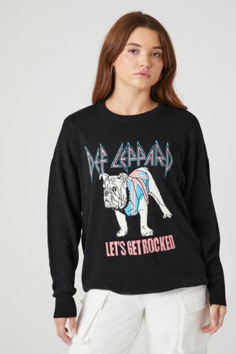 Sudaderas Forever 21 Def Leppard Estampadas Mujer Negras Multicolor | 0zdN43yJJEW