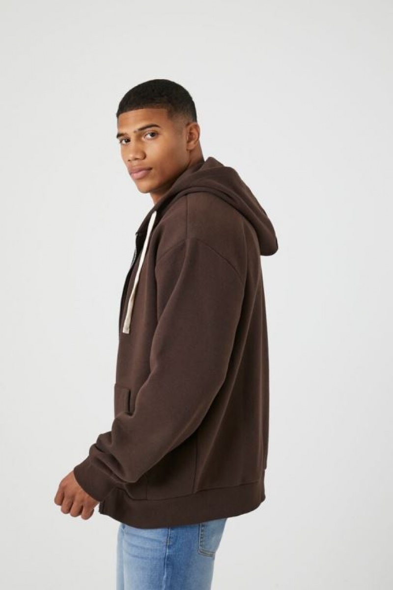 Sudaderas Forever 21 Drawstring Zip Up Hombre Cocoa | dbK3rcXC9uf