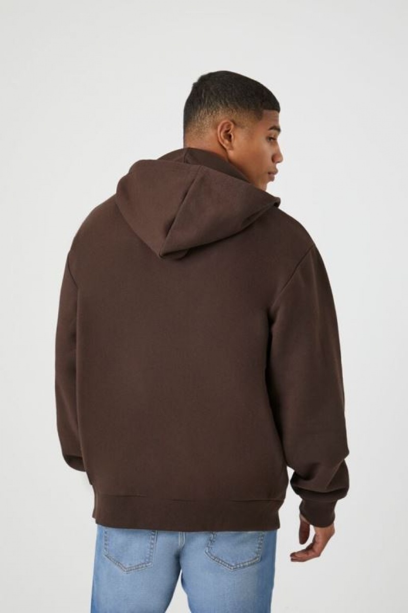 Sudaderas Forever 21 Drawstring Zip Up Hombre Cocoa | dbK3rcXC9uf