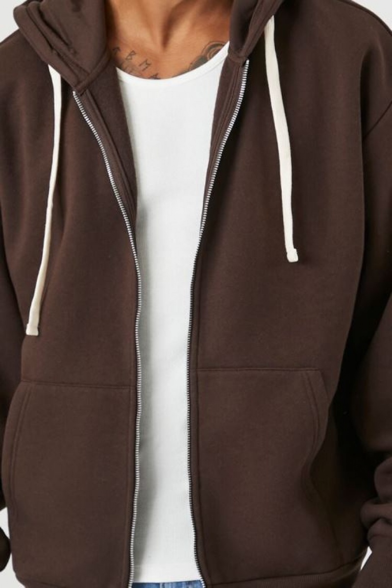 Sudaderas Forever 21 Drawstring Zip Up Hombre Cocoa | dbK3rcXC9uf