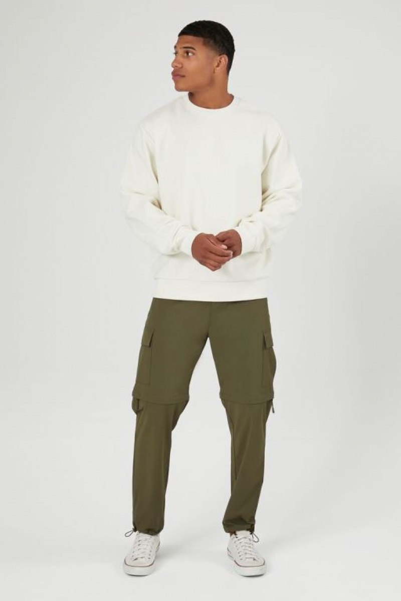 Sudaderas Forever 21 Drop Sleeve Hombre Creme | dA45M76j8nR