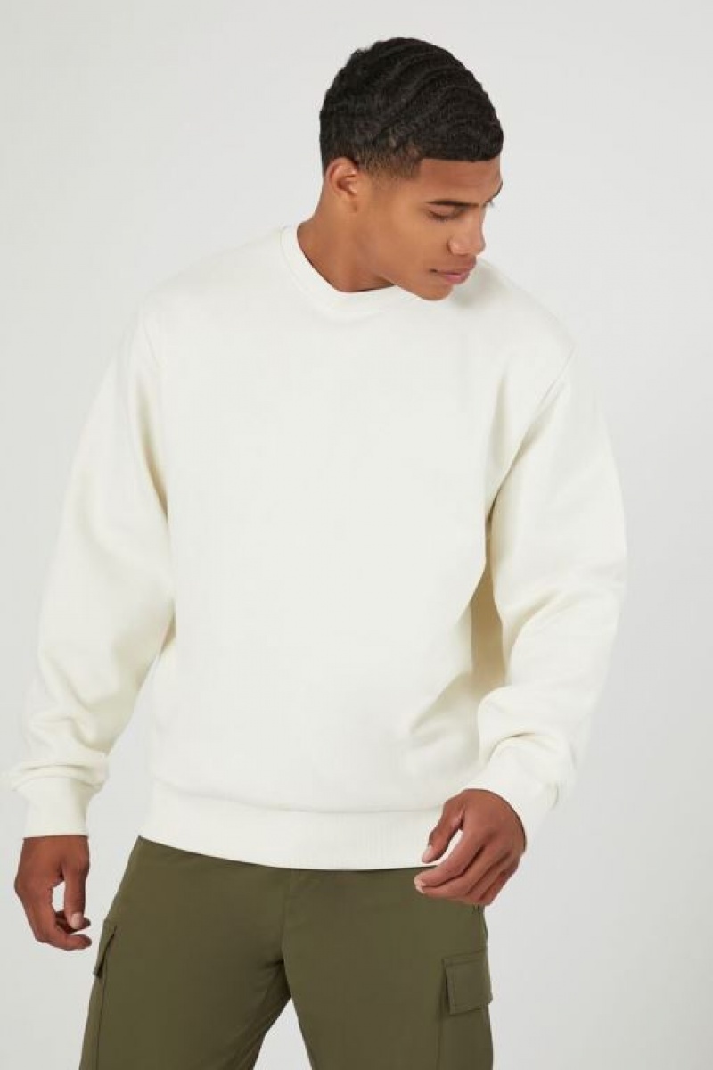 Sudaderas Forever 21 Drop Sleeve Hombre Creme | dA45M76j8nR