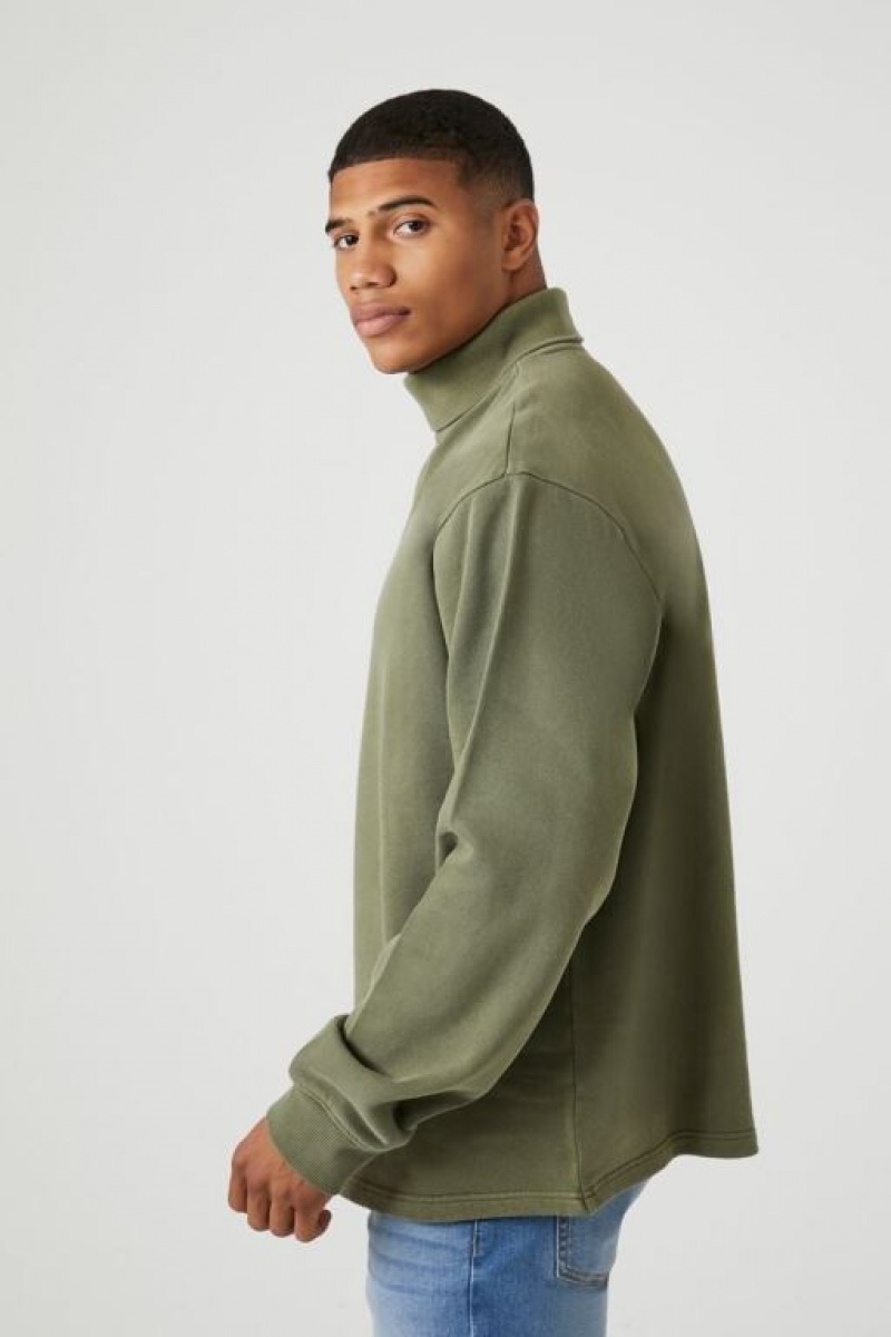 Sudaderas Forever 21 Drop Sleeve Turtleneck Hombre Verde Oliva | 6TUcWxGLJbc