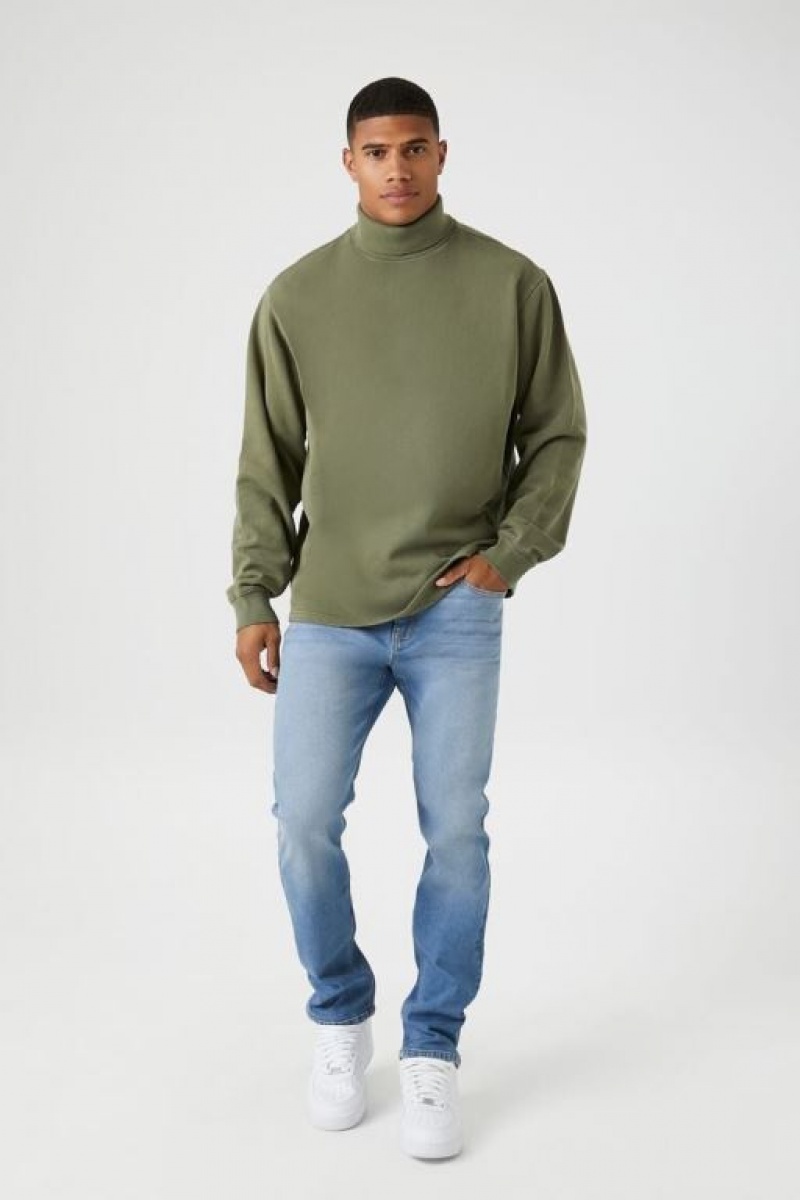 Sudaderas Forever 21 Drop Sleeve Turtleneck Hombre Verde Oliva | 6TUcWxGLJbc