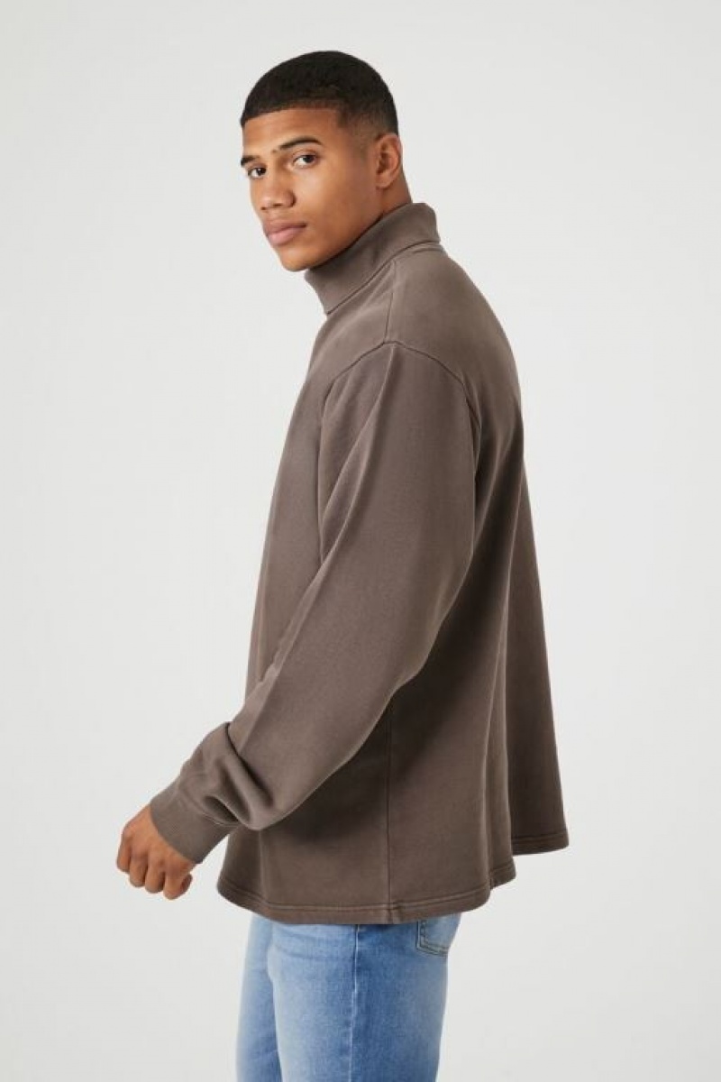 Sudaderas Forever 21 Drop Sleeve Turtleneck Hombre Cocoa | 3R3NGMhwNjg