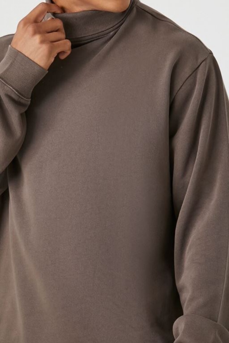 Sudaderas Forever 21 Drop Sleeve Turtleneck Hombre Cocoa | 3R3NGMhwNjg