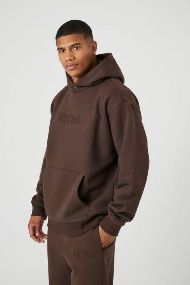 Sudaderas Forever 21 Est Embossed Hombre Cocoa | WTCelSi4dR5