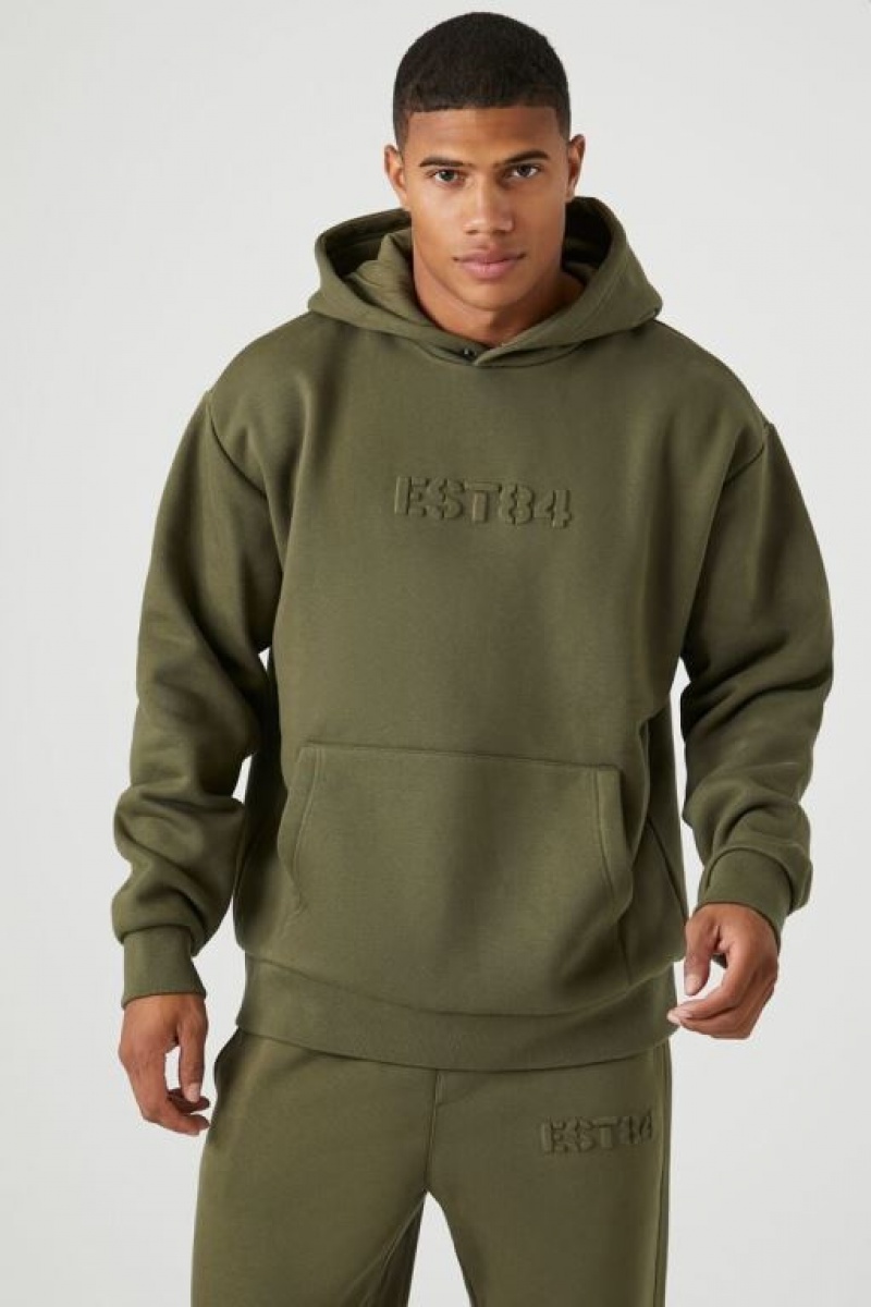 Sudaderas Forever 21 Est Embossed Hombre Verde Oliva | dVgZEIA5UA8