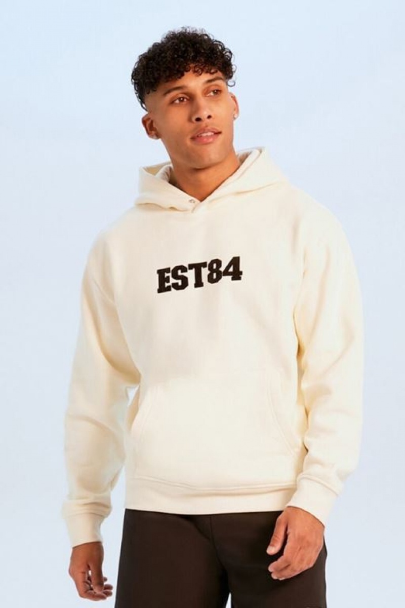 Sudaderas Forever 21 Est Estampadas Hombre Creme Negras | QJ742EKf1ZY