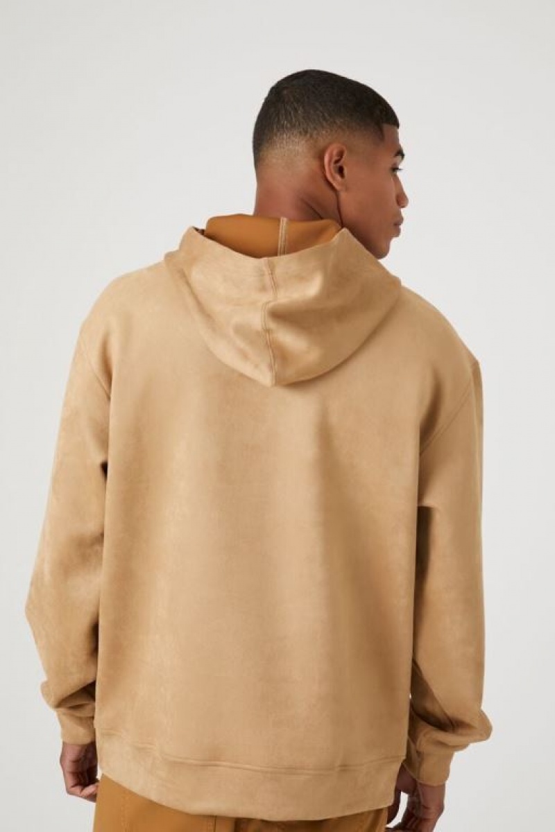 Sudaderas Forever 21 Faux Suede Drop Sleeve Hombre Marrones | mEJbbqkq5cS