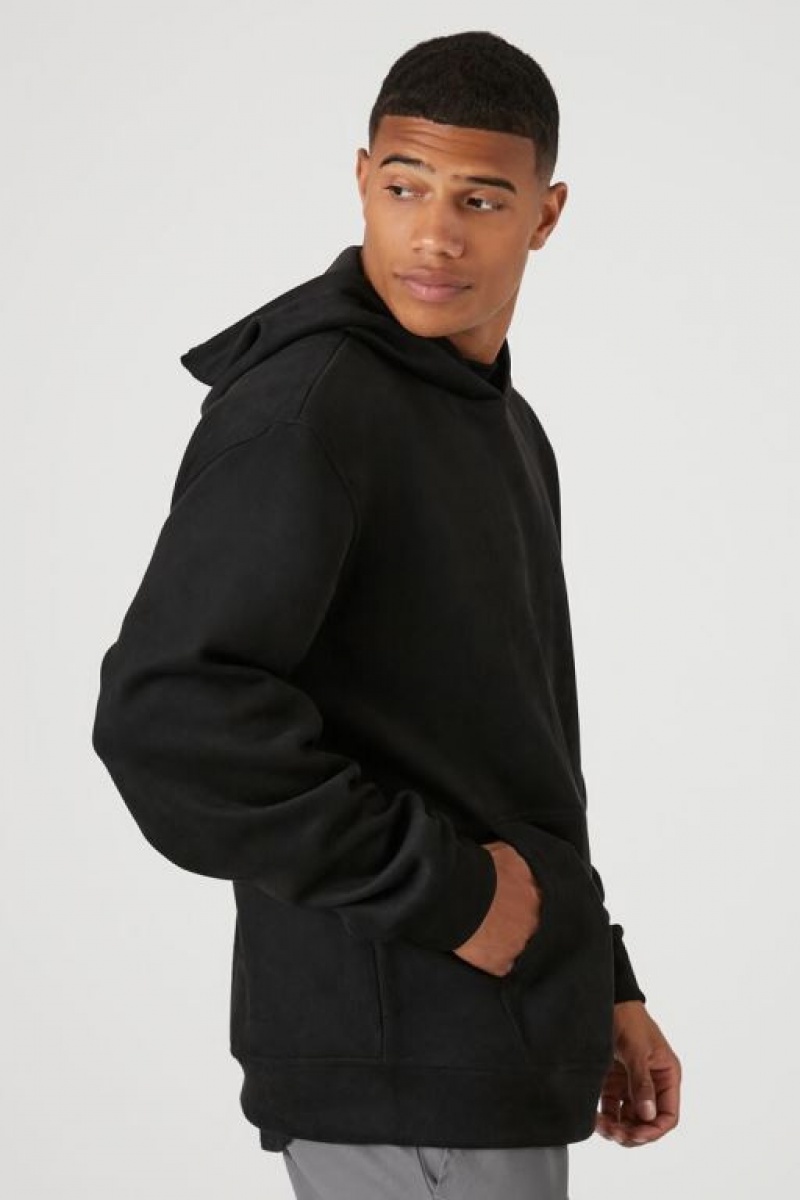 Sudaderas Forever 21 Faux Suede Drop Sleeve Hombre Negras | GVEbN1BkiAE