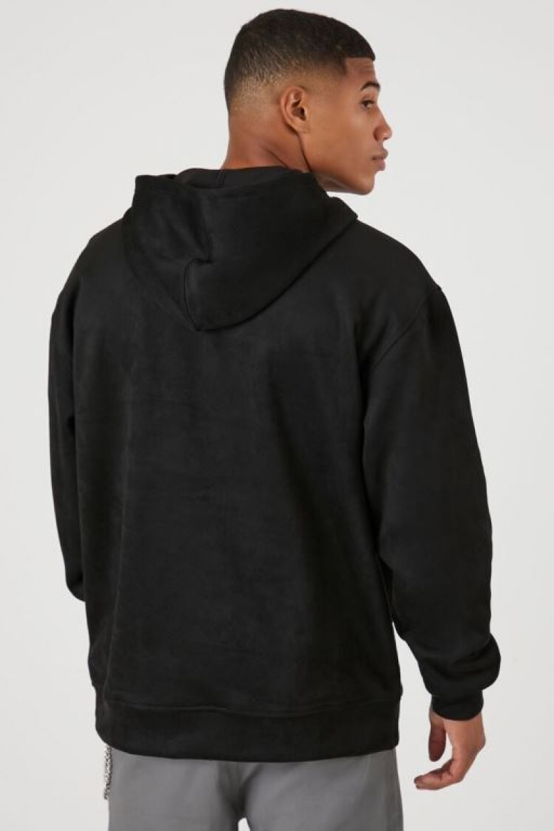 Sudaderas Forever 21 Faux Suede Drop Sleeve Hombre Negras | GVEbN1BkiAE