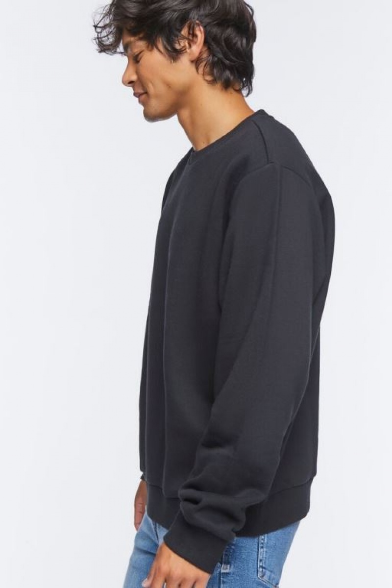 Sudaderas Forever 21 Fleece Crew Hombre Negras | 6CcT3qp4KSG