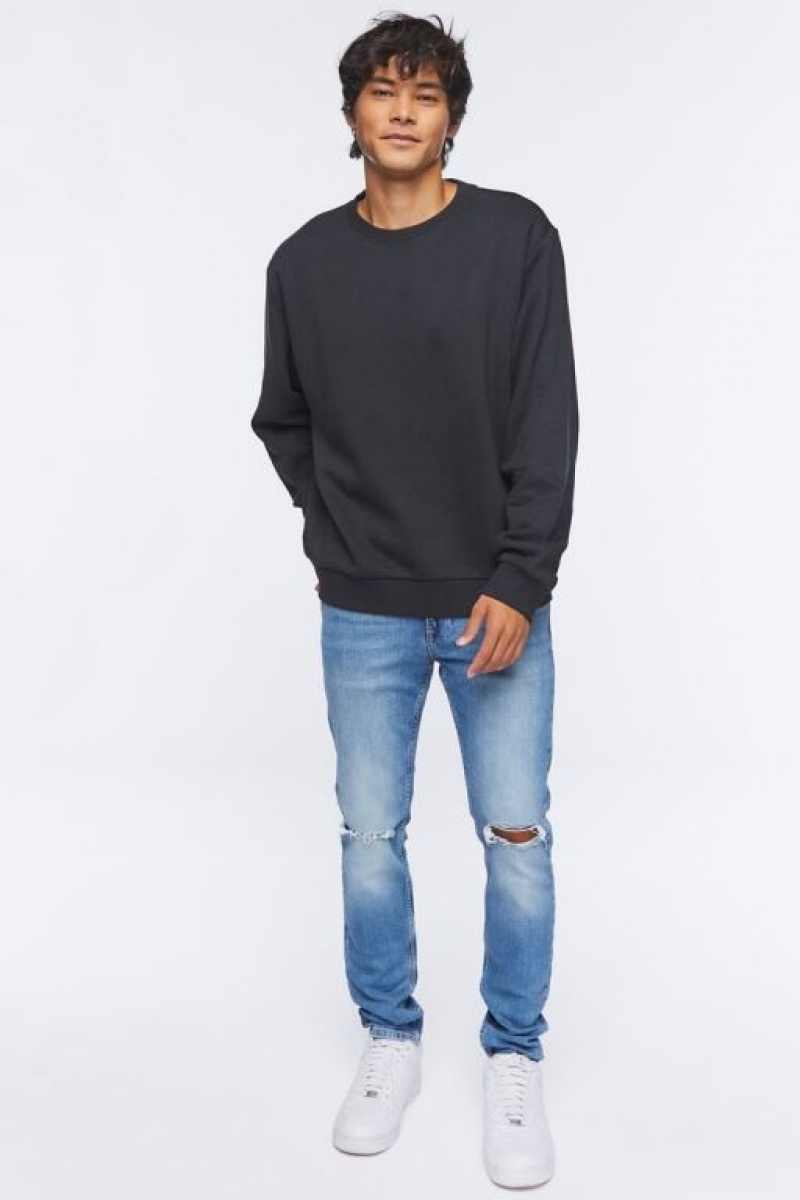 Sudaderas Forever 21 Fleece Crew Hombre Negras | 6CcT3qp4KSG