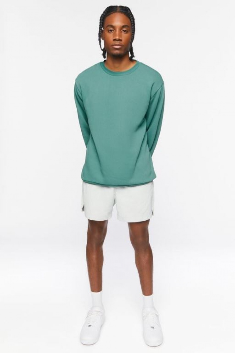 Sudaderas Forever 21 Fleece Crew Sweatshirt Hombre Verde | H8chUCFod3p