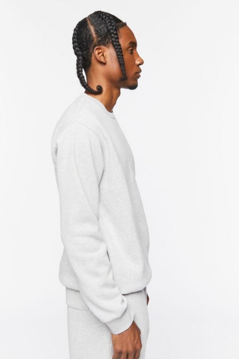 Sudaderas Forever 21 Fleece Crew Sweatshirt Hombre Gris | 8wlzMagnMrR