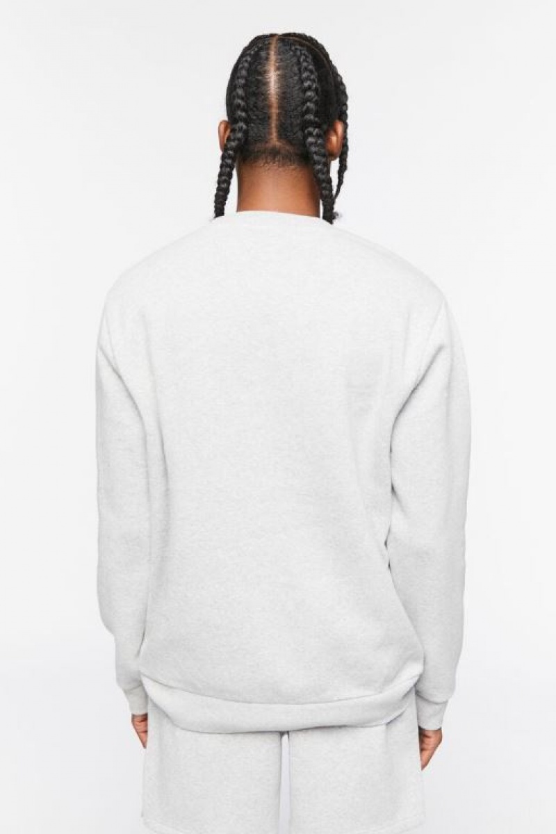 Sudaderas Forever 21 Fleece Crew Sweatshirt Hombre Gris | 8wlzMagnMrR