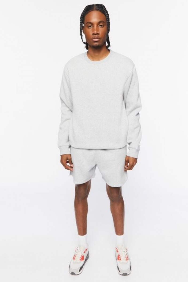 Sudaderas Forever 21 Fleece Crew Sweatshirt Hombre Gris | 8wlzMagnMrR