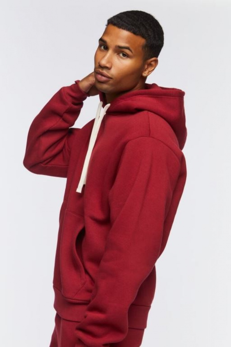 Sudaderas Forever 21 Fleece Drawstring Hombre Burdeos | JVDDshrxn7S