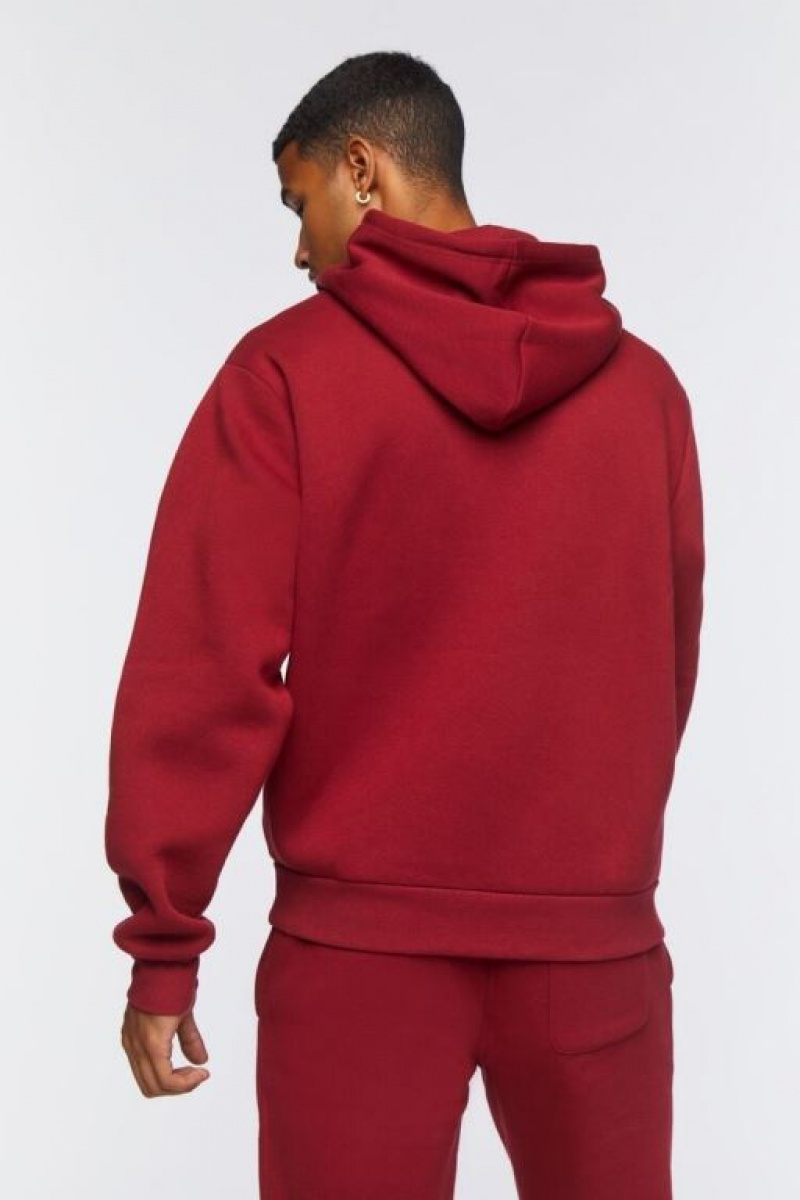 Sudaderas Forever 21 Fleece Drawstring Hombre Burdeos | JVDDshrxn7S