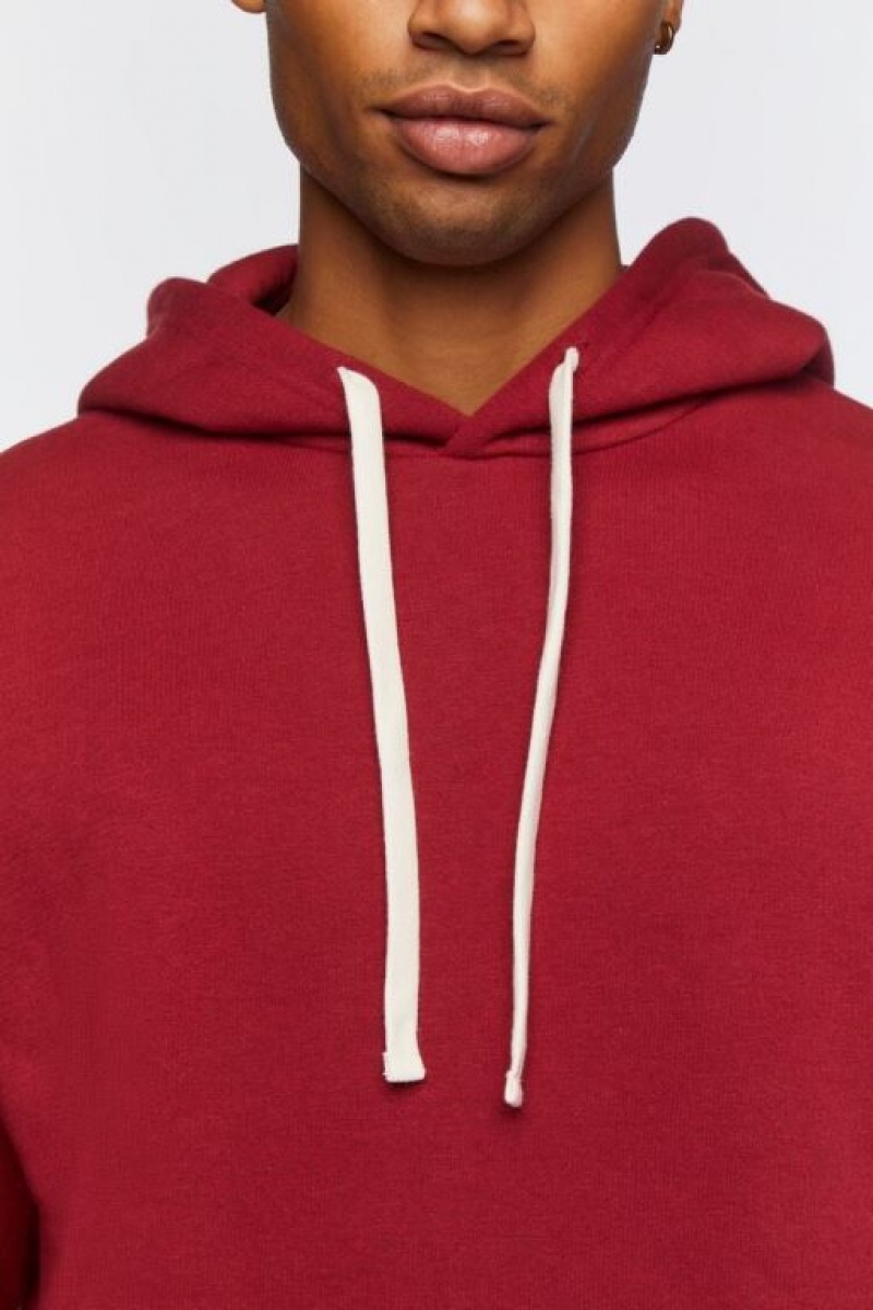 Sudaderas Forever 21 Fleece Drawstring Hombre Burdeos | JVDDshrxn7S