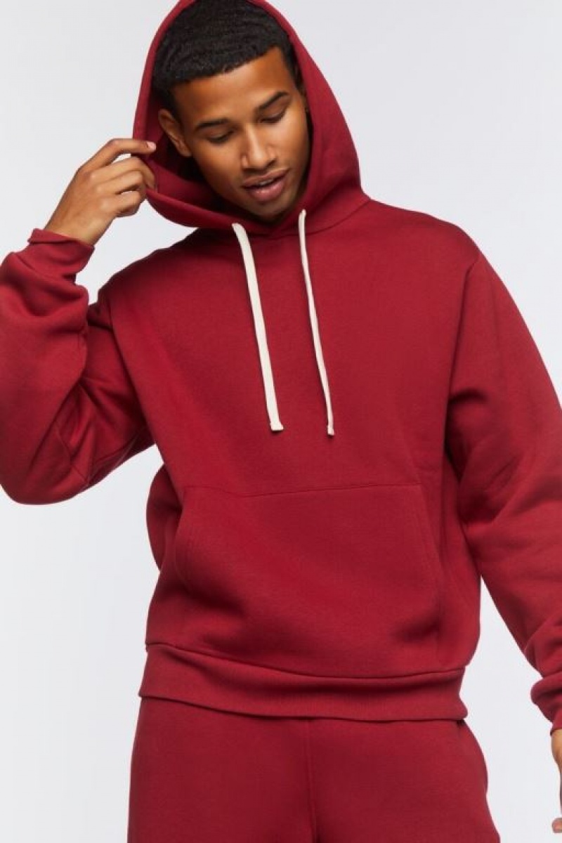 Sudaderas Forever 21 Fleece Drawstring Hombre Burdeos | JVDDshrxn7S