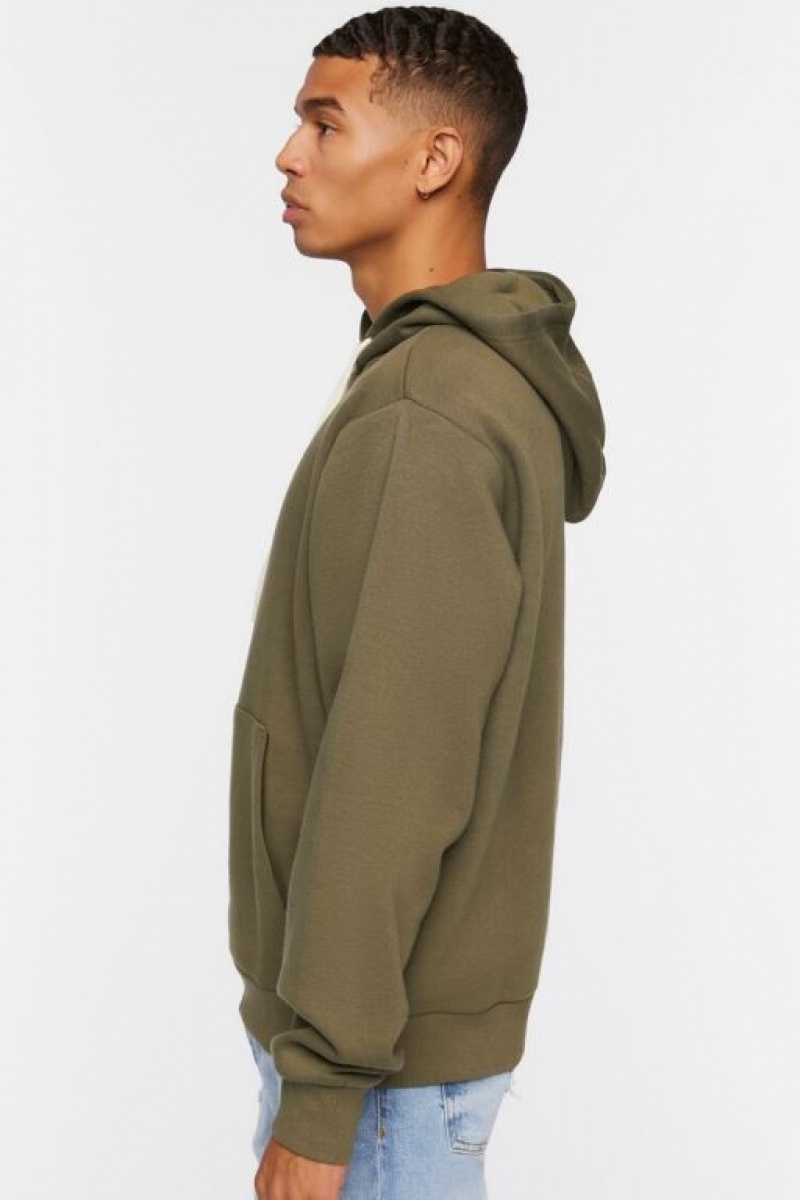 Sudaderas Forever 21 Fleece Drawstring Hombre Verde Oliva | hJsXRcfeKsl