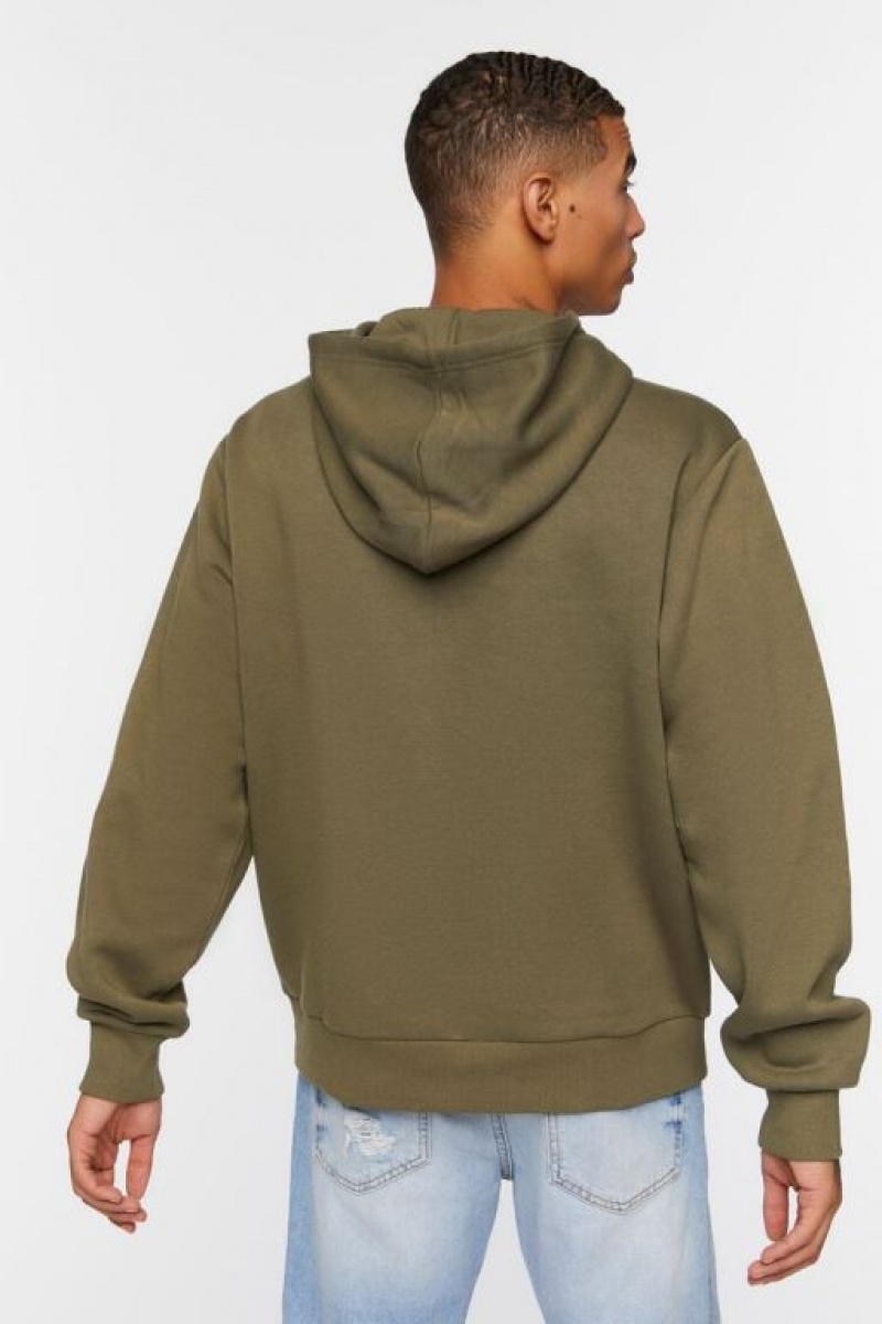 Sudaderas Forever 21 Fleece Drawstring Hombre Verde Oliva | hJsXRcfeKsl