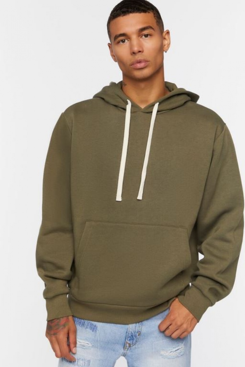 Sudaderas Forever 21 Fleece Drawstring Hombre Verde Oliva | hJsXRcfeKsl