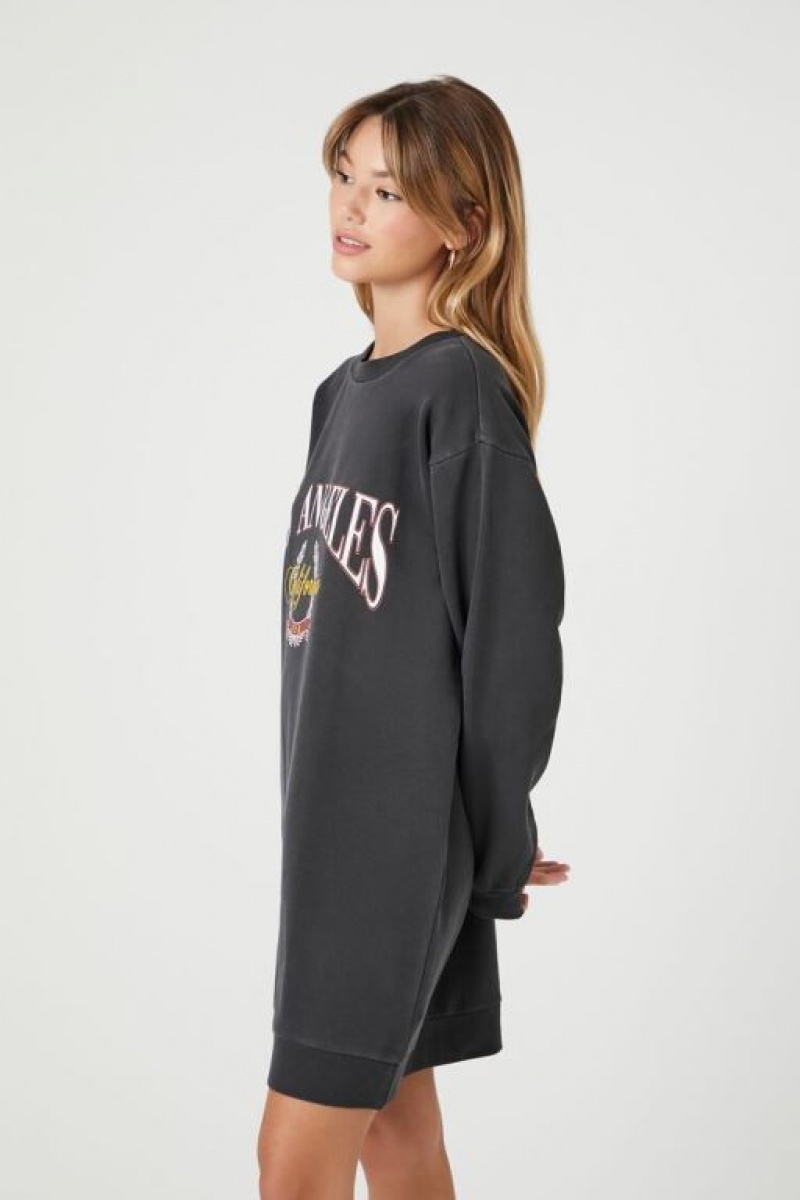 Sudaderas Forever 21 Fleece Los Angeles Estampadas Mini Mujer Negras Multicolor | JlmnJNCtPiW