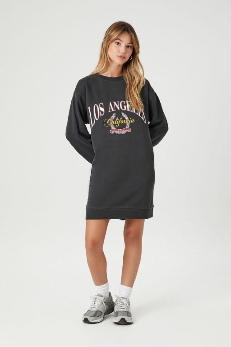 Sudaderas Forever 21 Fleece Los Angeles Estampadas Mini Mujer Negras Multicolor | JlmnJNCtPiW