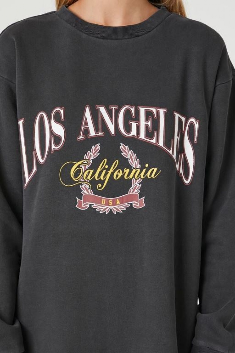 Sudaderas Forever 21 Fleece Los Angeles Estampadas Mini Mujer Negras Multicolor | JlmnJNCtPiW