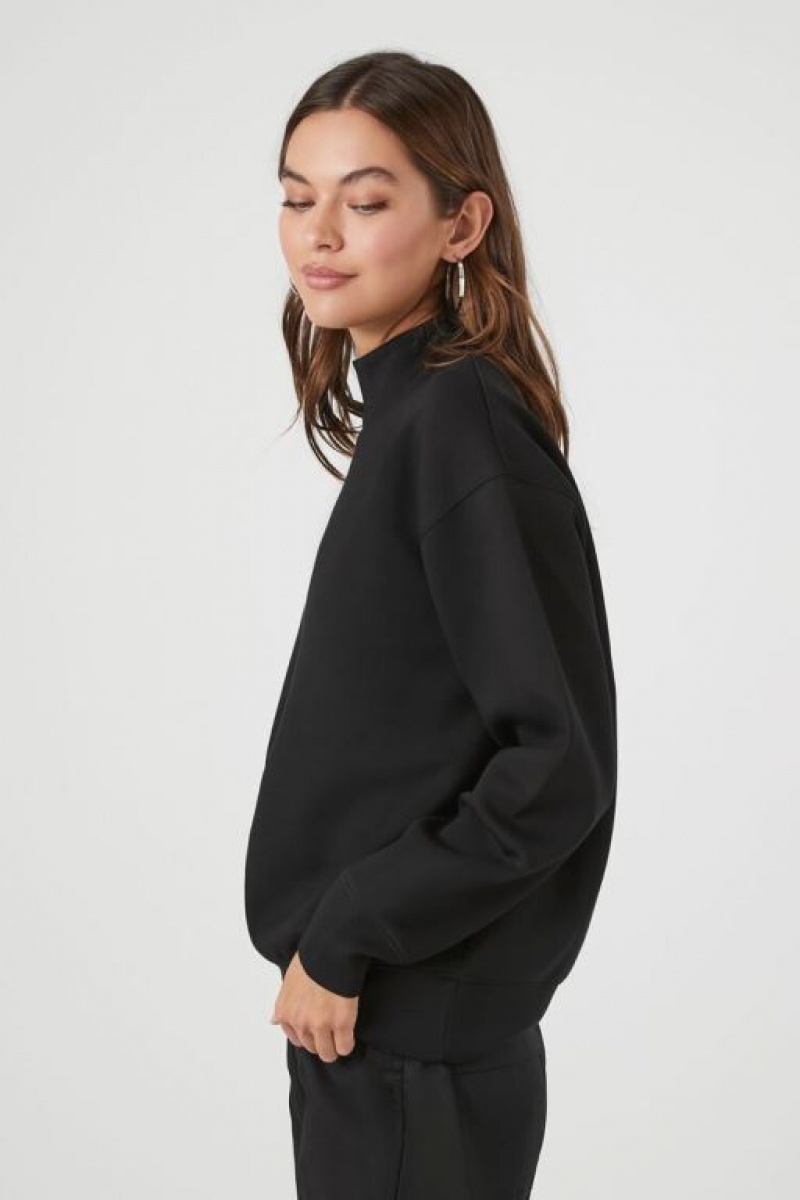 Sudaderas Forever 21 Fleece Mock Neck Mujer Negras | gUJTq7CQRZj