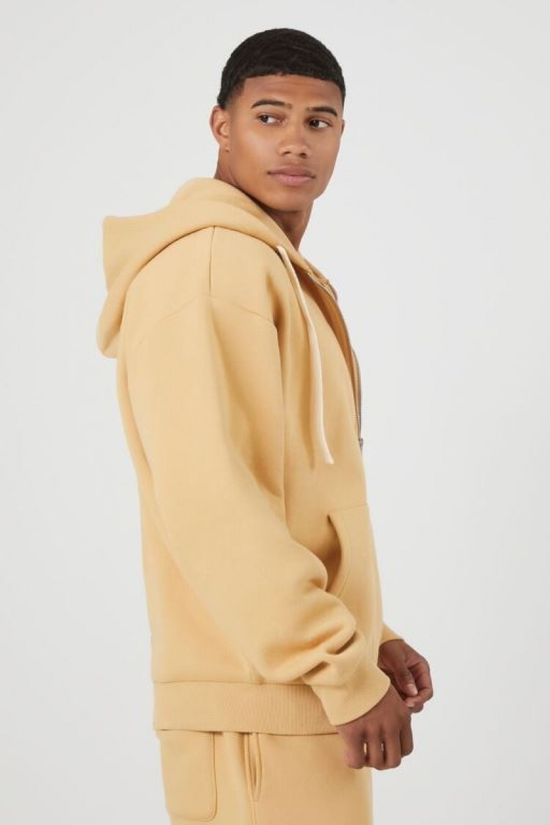 Sudaderas Forever 21 Fleece Zip Up Hombre Marrones | LIbdMtQMUBb